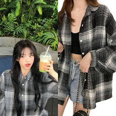 Ahyeon Oversized Plaid Shirt