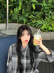 Ahyeon Oversized Plaid Shirt