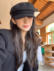 Asa Black Casual Beret Hat