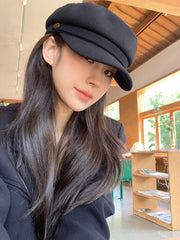 Asa Black Casual Beret Hat