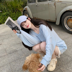 Haerin Baby Blue V-Neck Tee