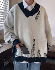 Bangchan Distressed V-Neck Sweater