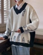 Bangchan Distressed V-Neck Sweater