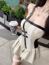 Beige Balloon Hem Buckle Strap Dress | Jisoo – BlackPink