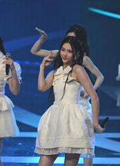 Beige Bow Princess Mini Dress | Yunah – ILLIT