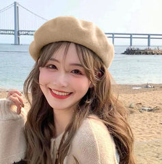 Rami Beige Classic Beret Hat