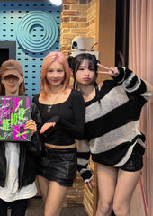 Ahyeon Stripes Hollow Knit Sweater