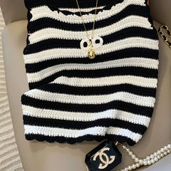Danielle Noir White Stripe Knit Top
