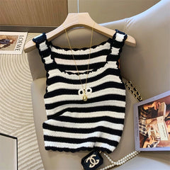 Danielle Noir White Stripe Knit Top