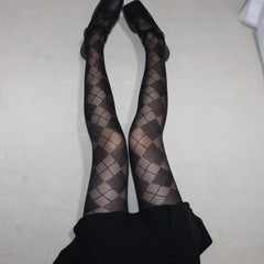 Ahyeon Black Argyle Pattern Stockings