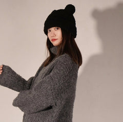 Winter Black Bear Ears Fur Hat
