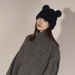 Winter Black Bear Ears Fur Hat