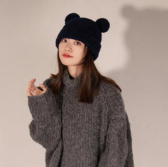 Winter Black Bear Ears Fur Hat