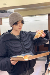 Black Bone Quilted Winter Jacket | Heeseung – Enhypen