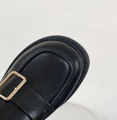 Liz Buckle Faux Leather Loafers