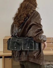 Minju Black Faux Leather Bag