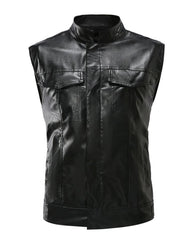 Yeonjun Faux Leather Biker Vest