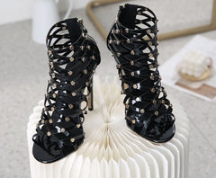 Jennie Fishnet Pattern Heels
