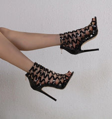 Jennie Fishnet Pattern Heels