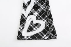 Haerin Black Heart Plaid Pants