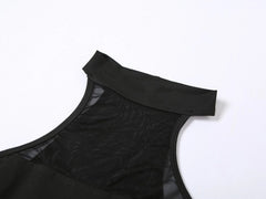 Ryujin Black Mesh Halter Bodysuit
