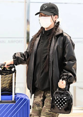 Asa Black Oversized Faux Leather Jacket