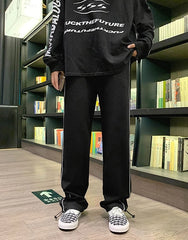 Jay Noir White-Trimmed Pants