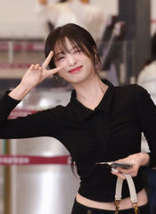 Ahyeon Pleated Button-Up Cropped Shirt