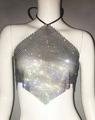Chiquita Rhinestones Halter Crop Top