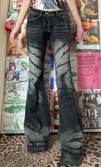 Rami Slash-Washed Flare Jeans