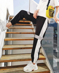 Suga Black Reflective Stripe Track Pants