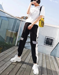 Suga Black Reflective Stripe Track Pants