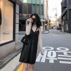 Chaewon Faux Leather Sling Dress