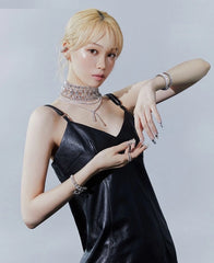 Chaewon Faux Leather Sling Dress