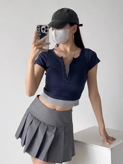 Ahyeon Blue Crop T-Shirt