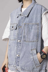 Indigo Asymmetric Pocket Vest