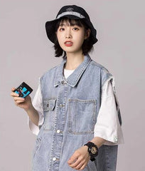 Indigo Asymmetric Pocket Vest