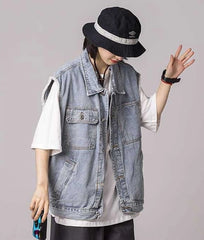 Indigo Asymmetric Pocket Vest