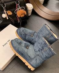 Giselle Denim Fleece Boots