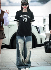 Chiquita Blue Drawstring Distressed Jeans