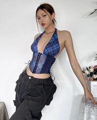 Chaewon Plaid Corset Top