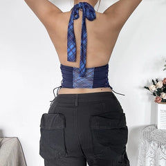 Chaewon Plaid Corset Top