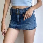 Ahyeon Retro Belted Denim Skort