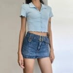 Ahyeon Retro Belted Denim Skort