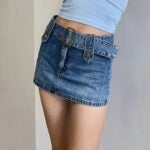 Ahyeon Retro Belted Denim Skort