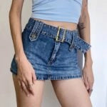 Ahyeon Retro Belted Denim Skort