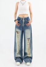 Chiquita Blue Drawstring Distressed Jeans