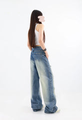 Chiquita Blue Drawstring Distressed Jeans