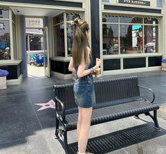 Wonhee Blue Denim Skirt Dress