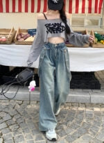 Yeji Indigo Suspender Denim Jeans